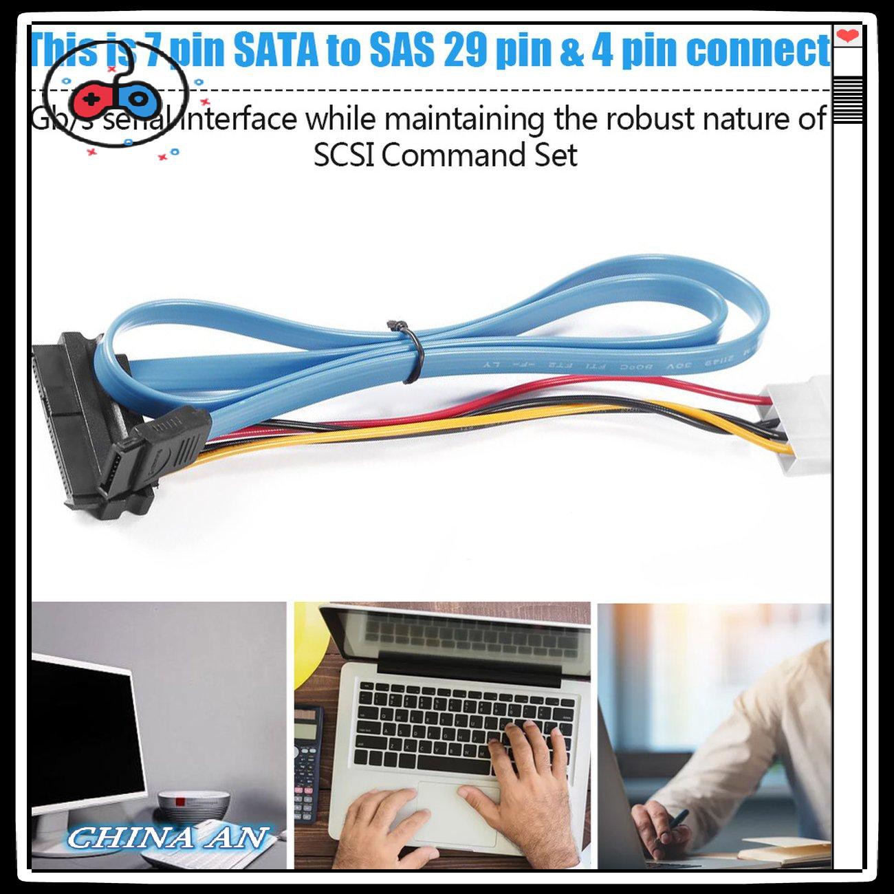 ⚡Hot sản phẩm/7 Pin SATA Serial ATA to SAS 29 Pin & 4 Pin Cable Male Connector Adapter