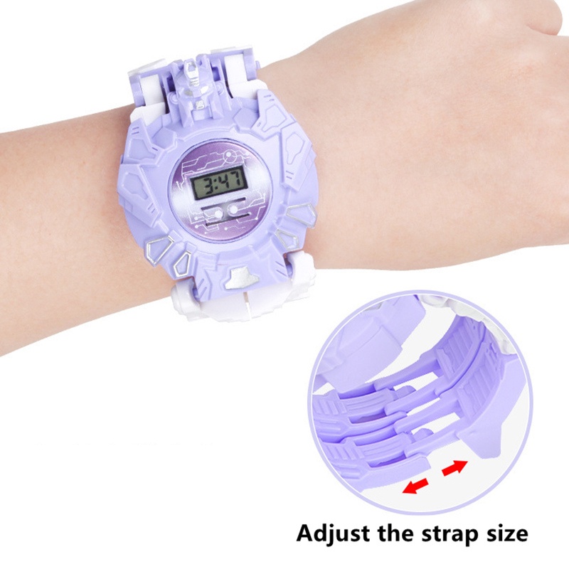 Đồng Hồ Điện Tử Biến Hình Robot Hoạt Hình Cho Bé