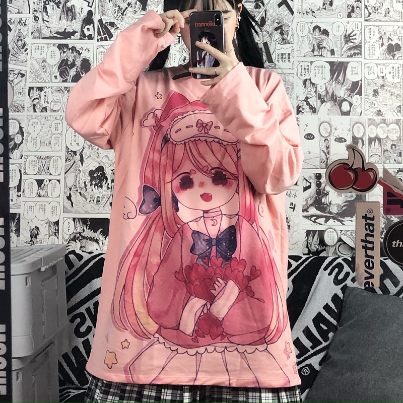 Áo Thun Dài Tay Mềm Mại In Họa Tiết Anime Xinh Xắn | BigBuy360 - bigbuy360.vn