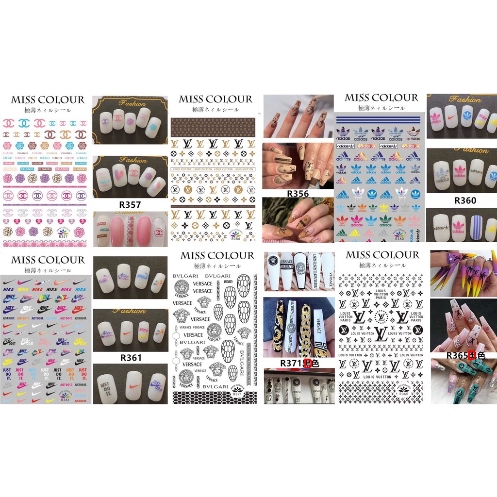 NAIL STICKER Brand Name, Hologram LOUIS VUITTON & CHANEL #D076