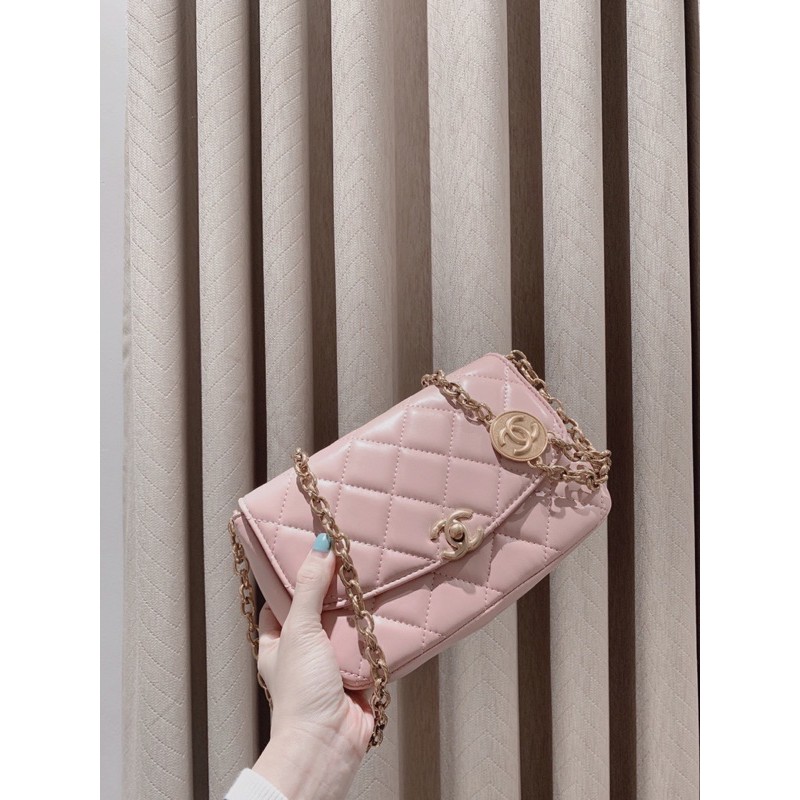 Túi đeo chéo xu da mịn khoá vàng hàng cao cấp fullnox có hộp