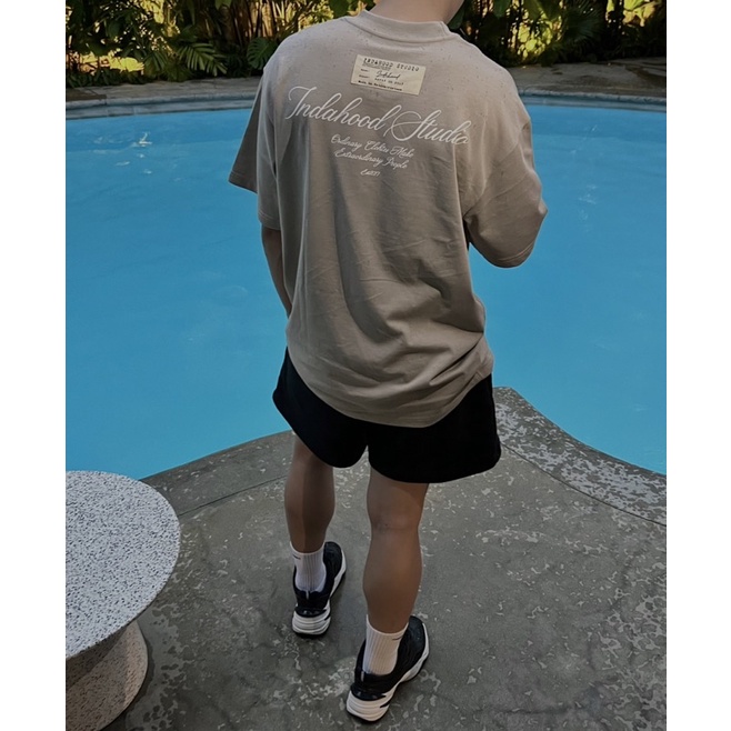 QUẦN SHORTS LOGO THÊU WASHED INDAHOOD STUDIO ( CHẤT DÀY / FORM OVERSIZE / TRÊN GỐI )