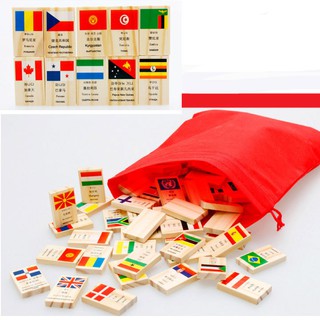 Bộ 100  domini cờ các quốc gia đồ chơi giáo dục