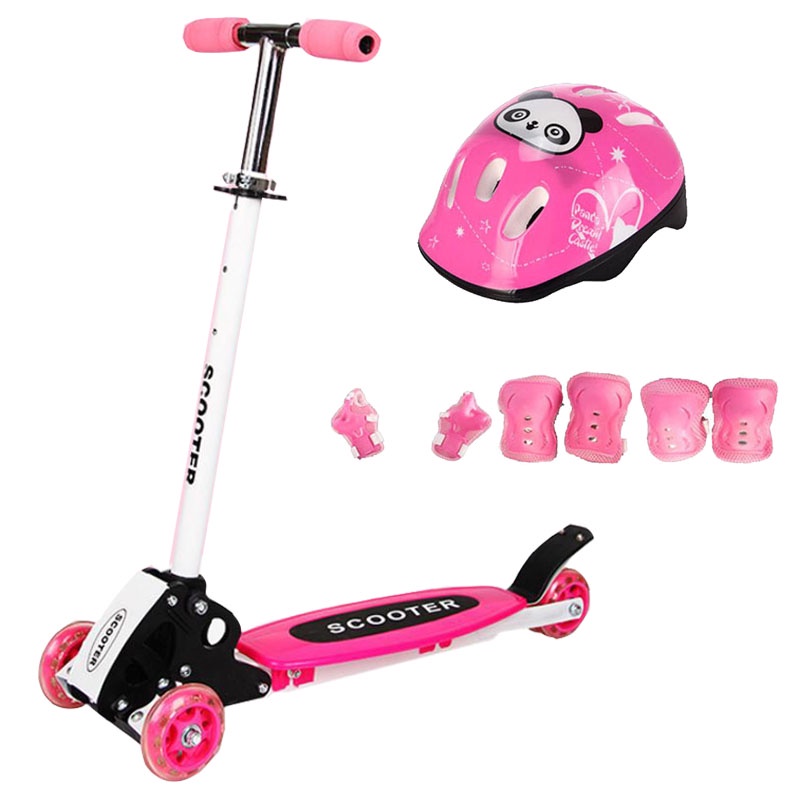 Xe Trượt Scooter 3 Bánh Phát Sáng Khung Thép Điều Chỉnh Hướng + Tặng Kèm Bộ Bảo Hộ