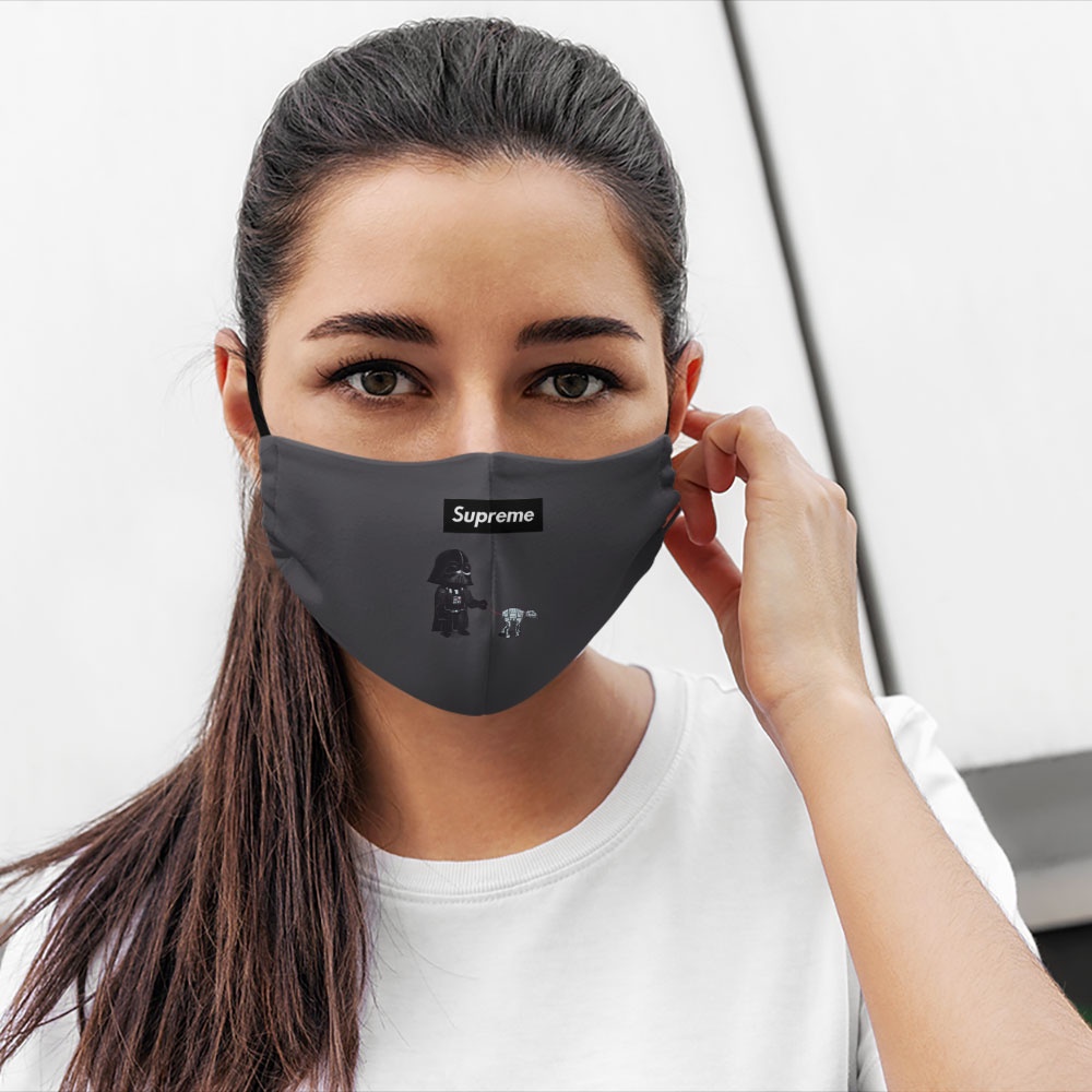 Khẩu trang in hình cá tính S.u.p.r.e.m.e_3471 CARTWELL vải poly cotton 100% ngăn bụi mịn kháng khuẩn chống giọt bắn