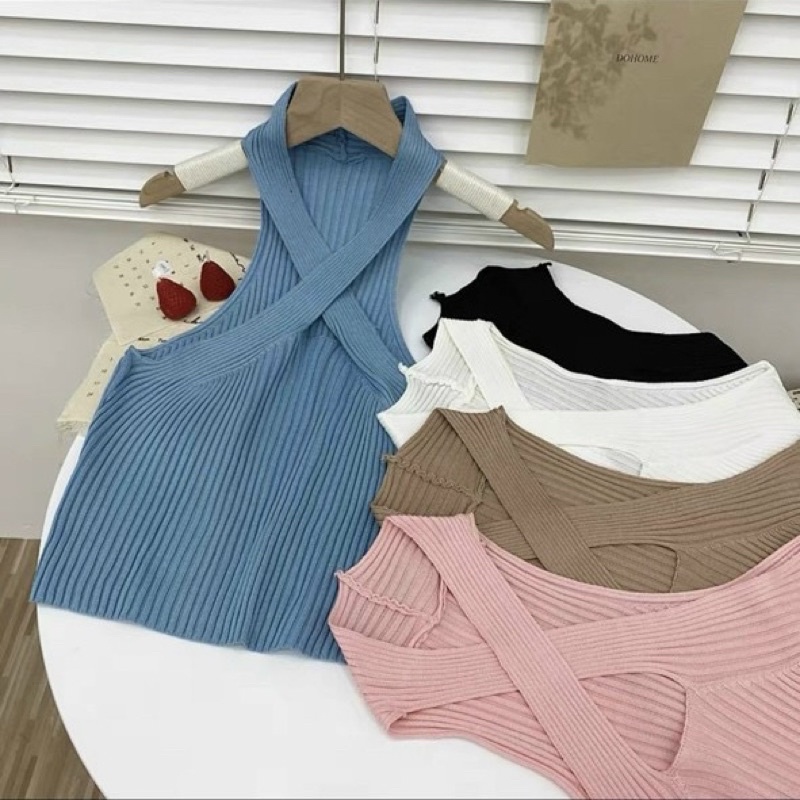 Áo len tăm yếm chéo Quảng Châu nhiều màu