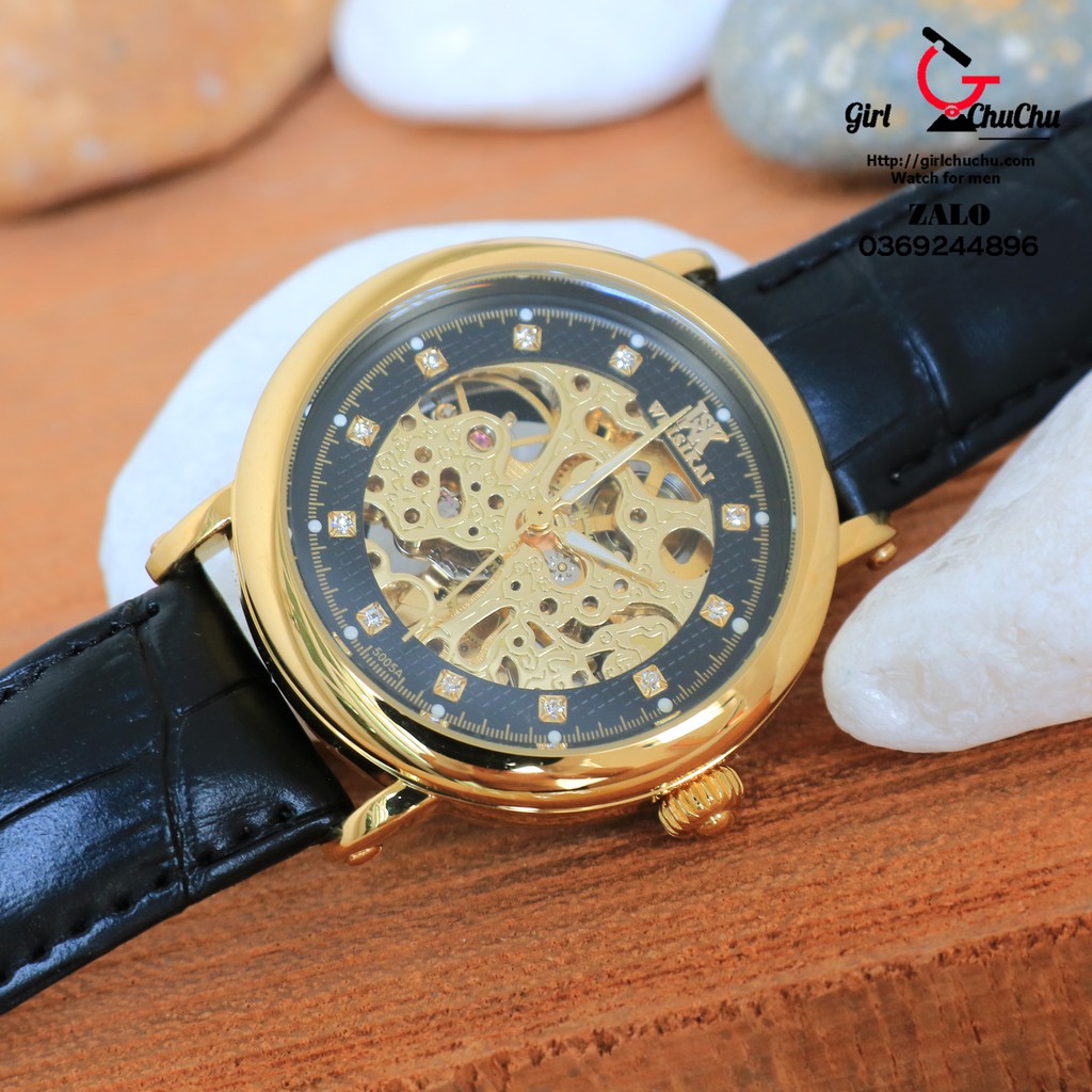 Đồng hồ nam Weisikai cơ lộ máy 2 mặt, máy chạy tự động vĩnh viễn không cần dùng pin, kiểu dáng trẻ trung phong cách
