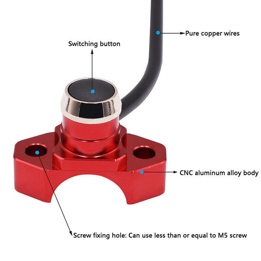 Công Tắc Bật / Tắt Gắn Tay Lái Xe Máy 12v Chống Thấm Nước Màu Cam