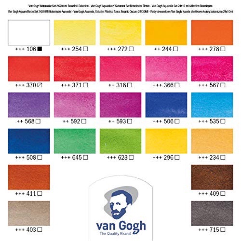 Set màu nước nén Vangogh hãng Royal Talens 12 nhũ 15 24 36 màu