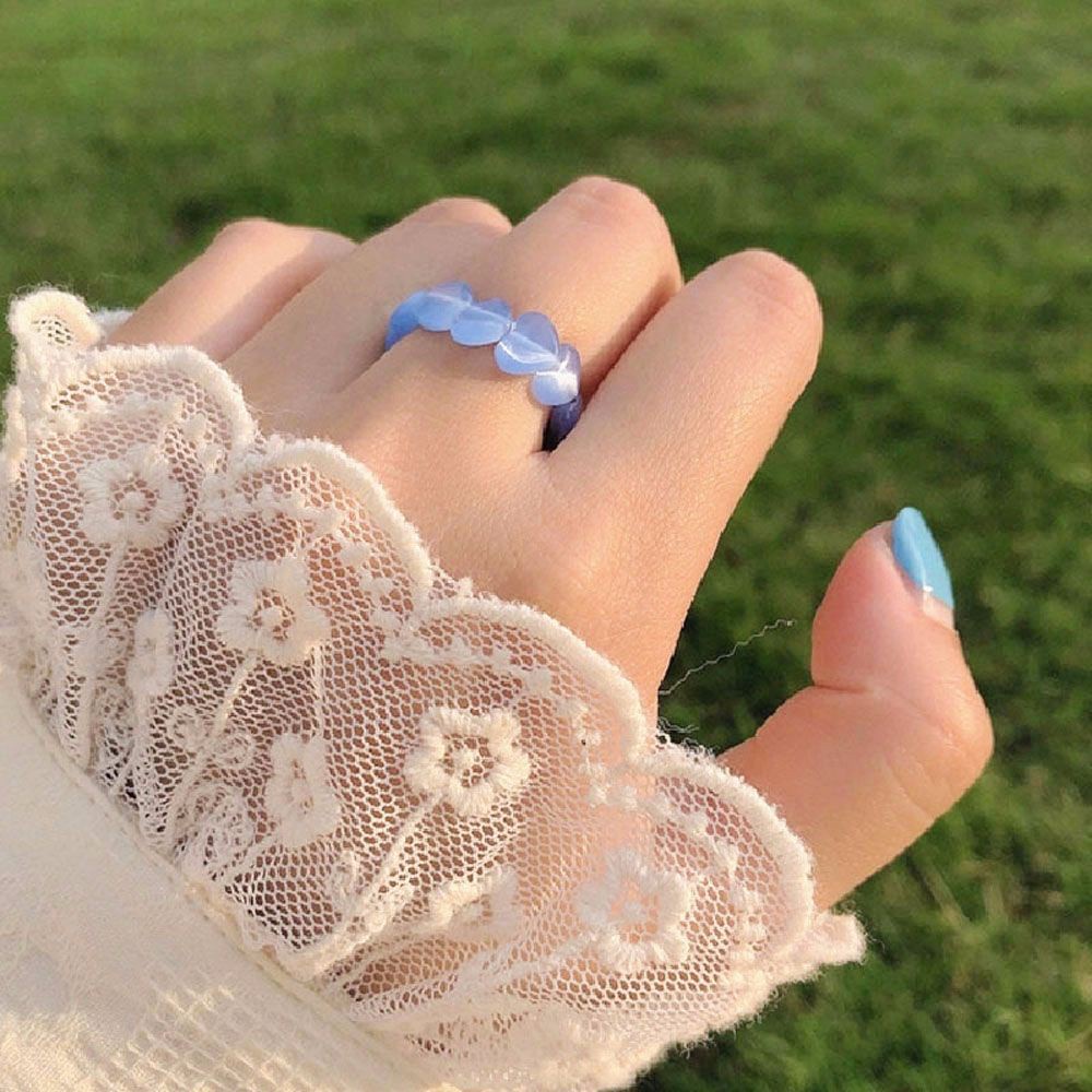 Nhẫn Hình Trái Tim Đính Đá Opal Nhiều Màu Thời Trang Hàn Quốc Cổ Điển Cho Nữ