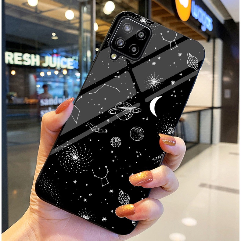 Ốp Lưng SAMSUNG GALAXY A12, A22,M32, A22 5G, M12,M22  Ốp kính bóng cao cấp Phi Hành Gia