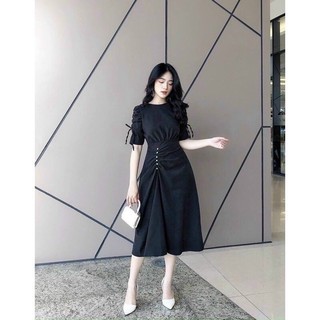 (SHOP 1994TÁO ĐỎ BIGSIZE )đầm tay rút eo đính cườm