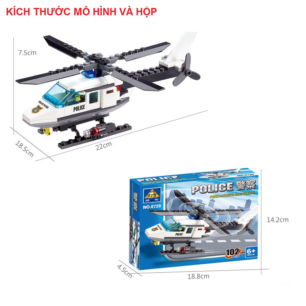 Đồ chơi lắp ráp lego mô hình máy bay trực thăng cảnh sát 102pcs No.6729