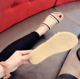 Sandal 2 quai thun sọc đế dày