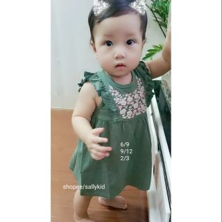 Váy cánh tiên xanh rêu bé gái HM