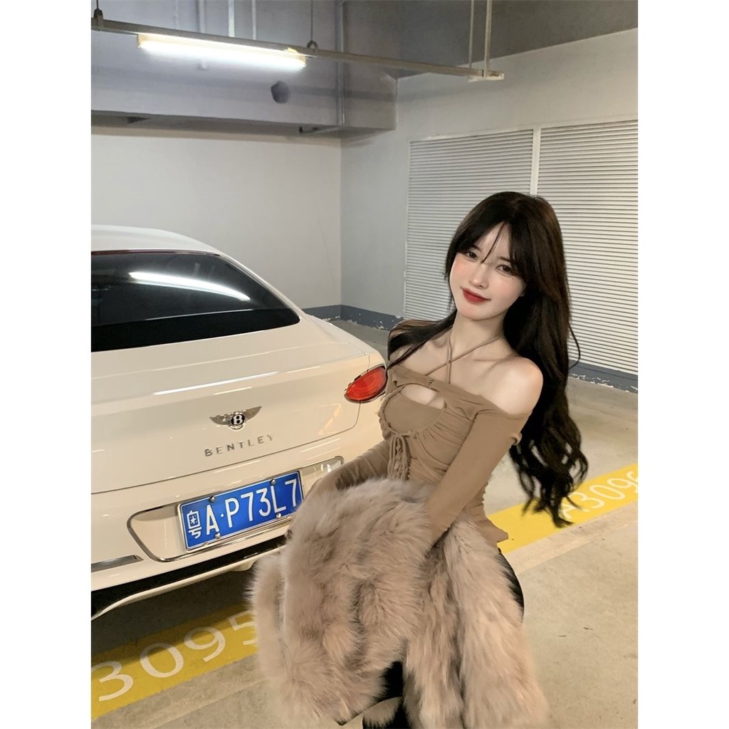 Áo Thun Trễ Vai Tay Dài Dáng Ngắn Thời Trang Quyến Rũ Cho Nữ