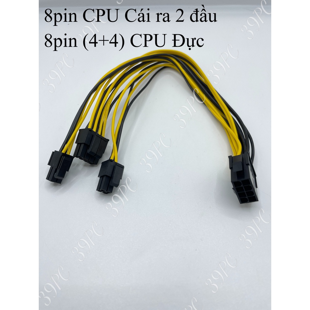 Dây Chia Nguồn CPU, Dây Nối Dài Nguồn CPU 1 Ra 2, Dây Chia Nguồn 8pin CPU Cái Ra 2 Đầu 8pin (4+4) CPU Đực