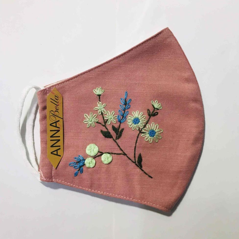 [FREESHIP] Khẩu Trang Vải Linen Thêu Tay mẫu hoa AN14 | BigBuy360 - bigbuy360.vn