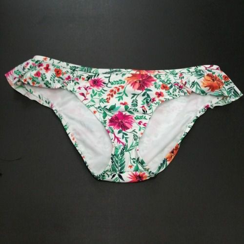 Quần bơi nữ Cremieux trắng in lá xanh phối bèo 2 bên 8DCJK93M ( TH9004 )