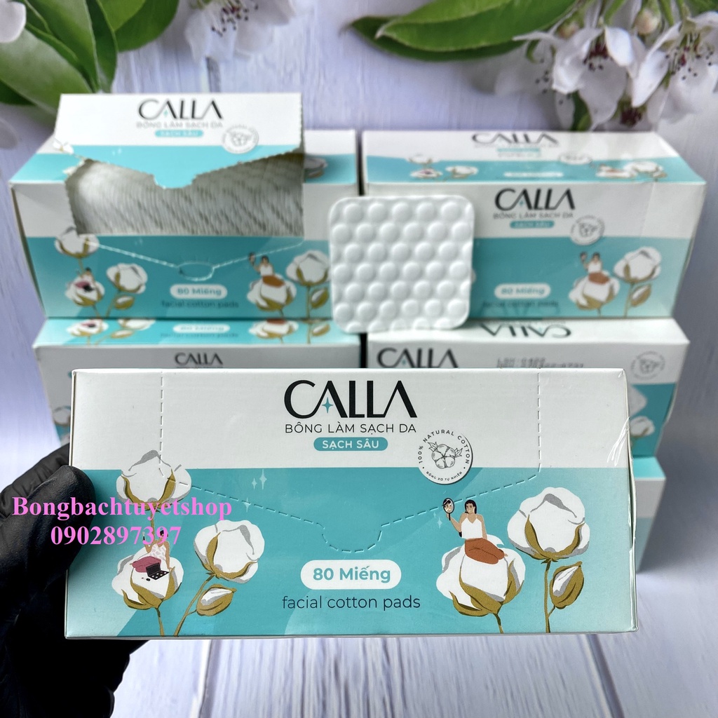 Bông tẩy trang CALLA gói 80 miếng - Bông tẩy trang Merilynn Bông bạch Tuyết