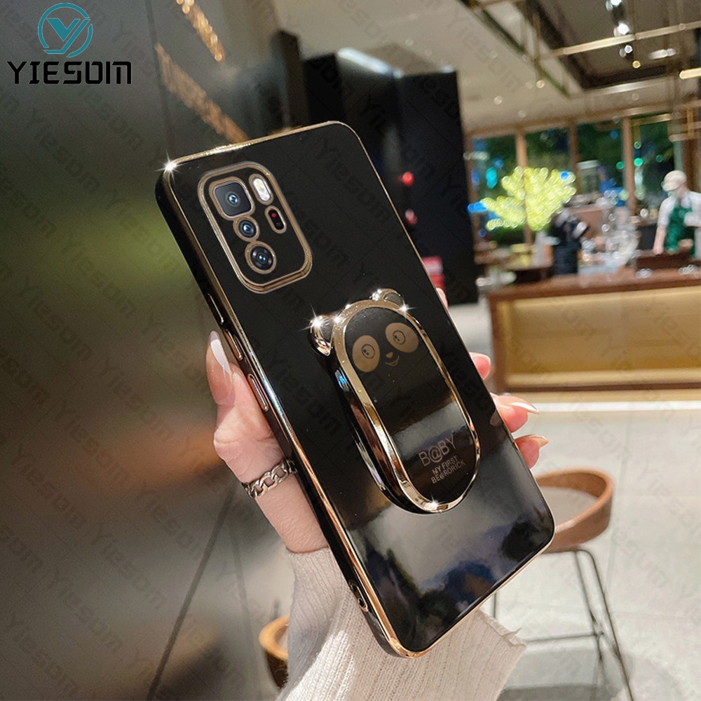 Ốp Điện Thoại Silicon Dẻo Họa Tiết Hoạt Hình Chú Gấu Kèm Giá Đỡ Cho Xiaomi Poco X3 GT X3 X4 Pro Nfc M3 M4 Pro 5G F3