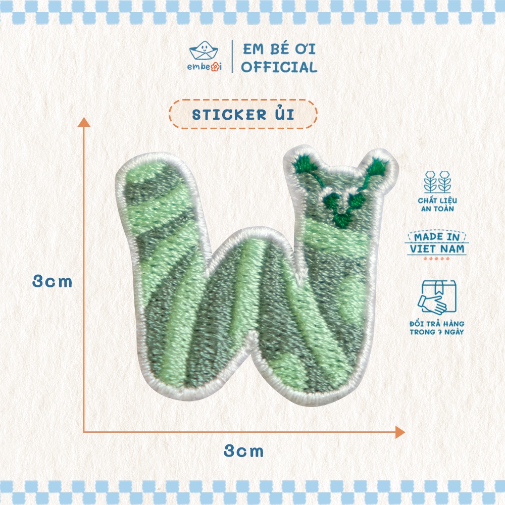 Phụ kiện Sticker ủi bảng chữ cái EM BÉ ƠI 22C01E2