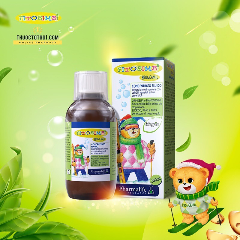 Fitobimbi Broncamil- Hàng nhập khẩu Châu Âu -siro ho cao cấp 3 trong 1 giúp giảm ho, làm dịu họng, pha loãng đờm nhầy, g