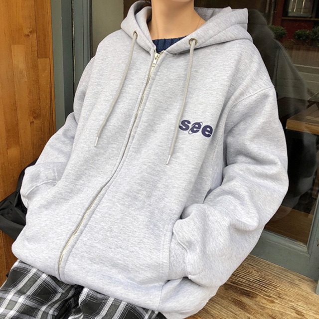 Áo khoác hoodie See oversize nỉ bông có nón chất dày dặn phong cách ulzzang