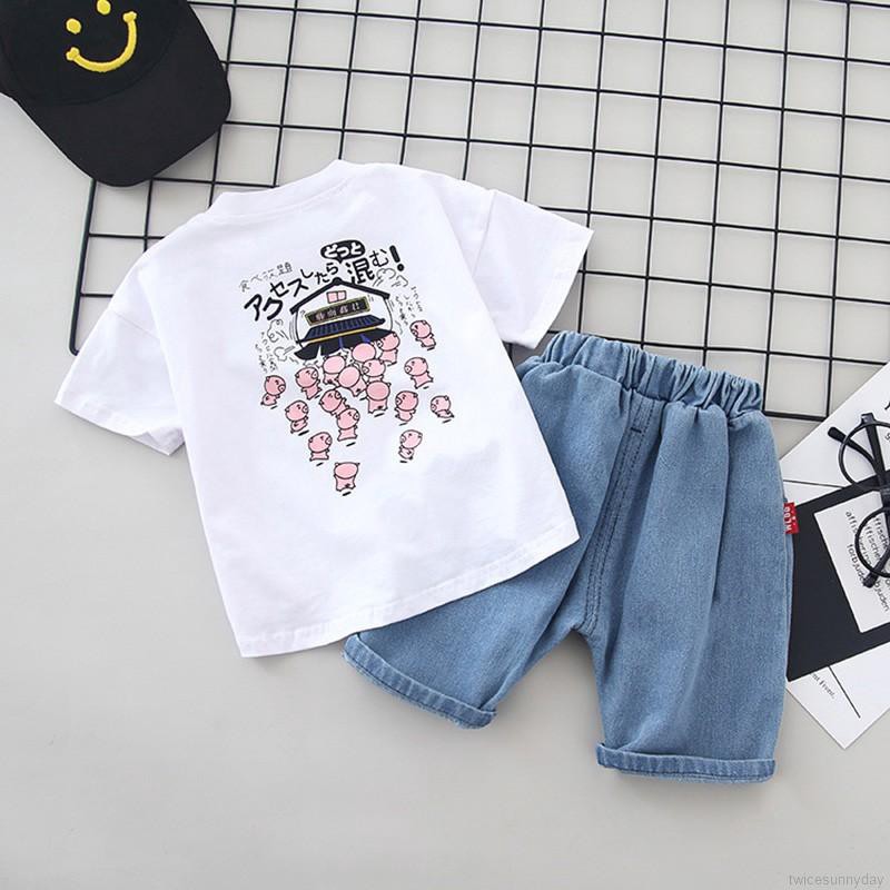 Set đồ bộ ngắn tay in hình heo con dễ thương dành cho bé trai