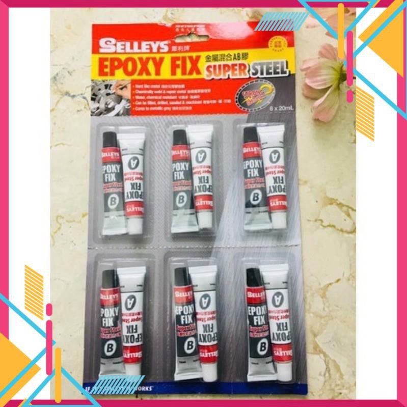 Keo gắn sắt 2 thành phần AB EPOXY FIX SELLEYS ( giá cả vỉ 6 cặp)