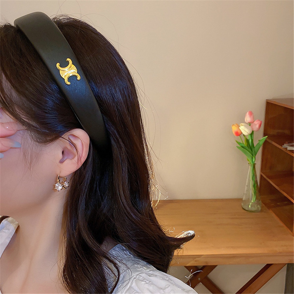 Retro High-end Feel Headband Light Luxury PU Leather Hair Accessories French Hair Band