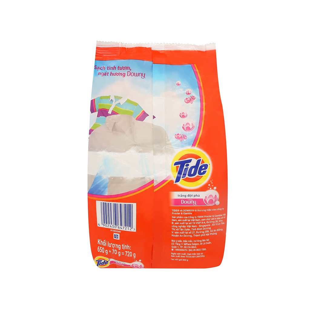 Bột giặt Tide trắng đột phá hương Downy 650g