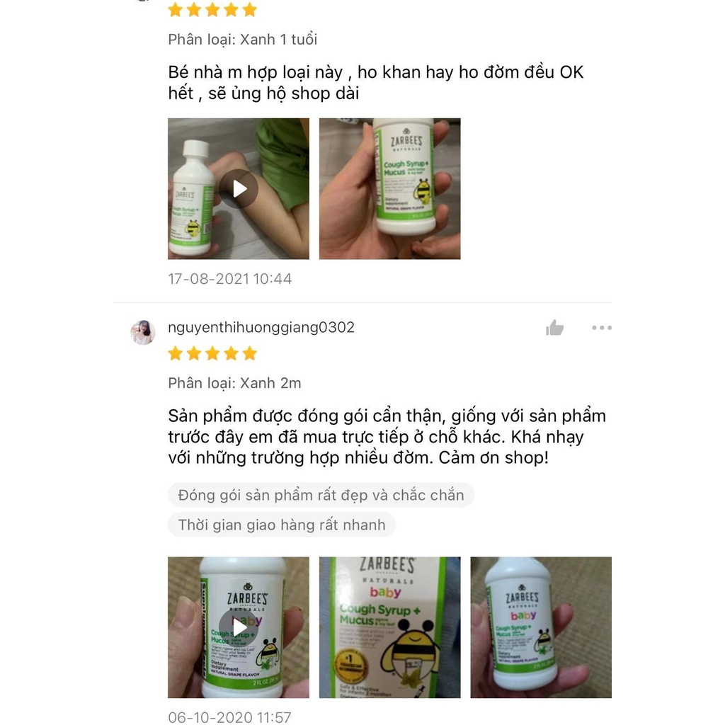 Siro Zarbee's Mucus ⚡CHÍNH HÃNG MỸ⚡ Siro ho long đờm cho bé 1-12 tuổi