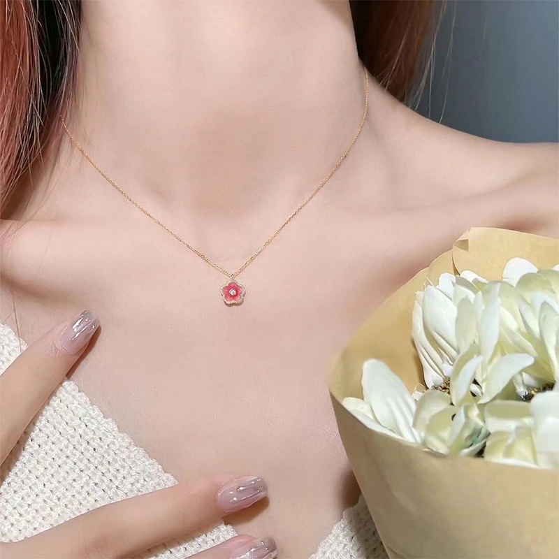 Vòng cổ Mặt Hoa Đào Hồng Ngọt Ngào Cho Nữ