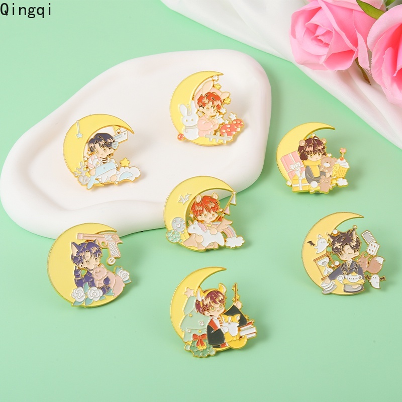 Ghim cài áo Miss Zoe tráng men hình mặt trăng/ thời gian trẻ trung dễ thương cá tính làm quà tặng cho bé trai và bé gái