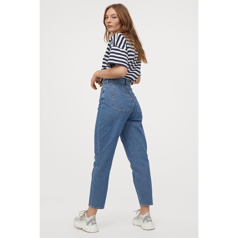 Quần Mom Jeans Nữ Lưng Cao Màu Xanh Đậm M-03C