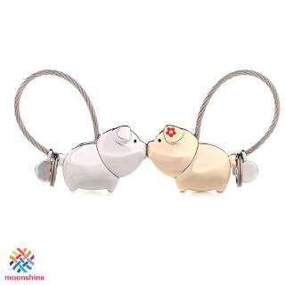 Móc khóa hình lợn con đơn giản xinh xắn bằng kim loại cho các cặp đôi