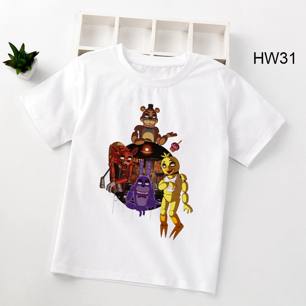 Fnaf Áo Thun In Hoạt Hình Five Night At Freddy 'S Mặc Vào Ban Đêm Thời Trang Unisex