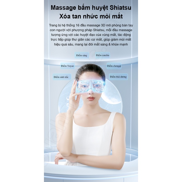 Máy massage bấm huyệt mắt Xiaomi Jeeback E9 , 4 chế độ, 16 đầu massage 3D