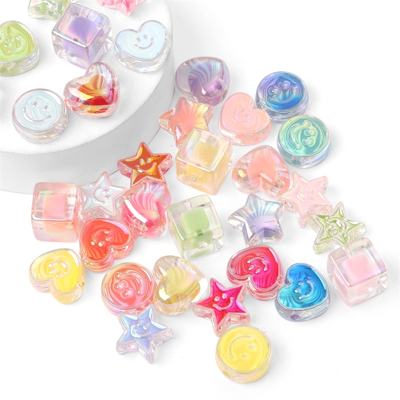 Hạt charm hình vuông / ngôi sao / trái tim tráng men nhiều màu sắc dùng làm trang sức diy