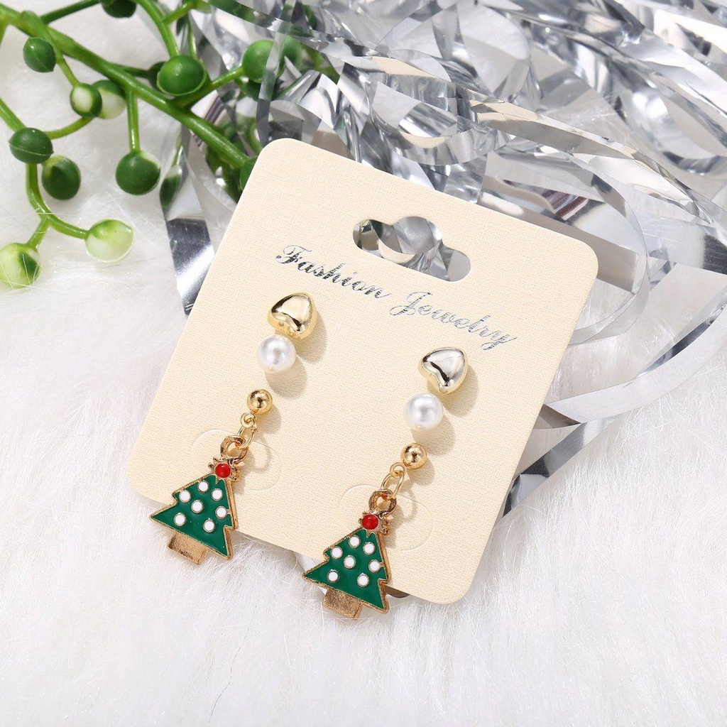 EUTUS Bông Tai Kim Loại Mạ Vàng Hình Tuần Lộc / Người Tuyết / Tuần Lộ