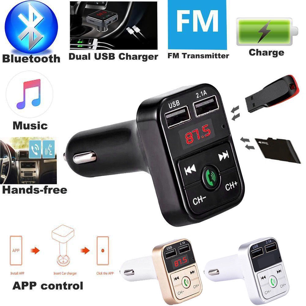 Tẩu sạc USB kép rảnh tay kiêm máy nghe nhạc MP3 bluetooth phát FM cho xe ô tô