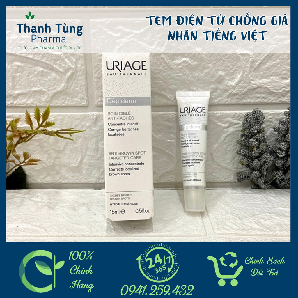 Kem chăm sóc da nám, tàn nhang Uriage Depiderm ⚜️CHÍNH HÃNG⚜️Soin Cible Anti-taches 15ml