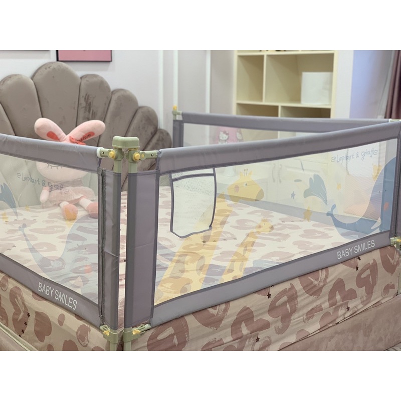(XẢ KHO) Thanh Chắn Giường Baby Smiles nâng cấp hạ chéo 1 bên độ cao 65-95cm