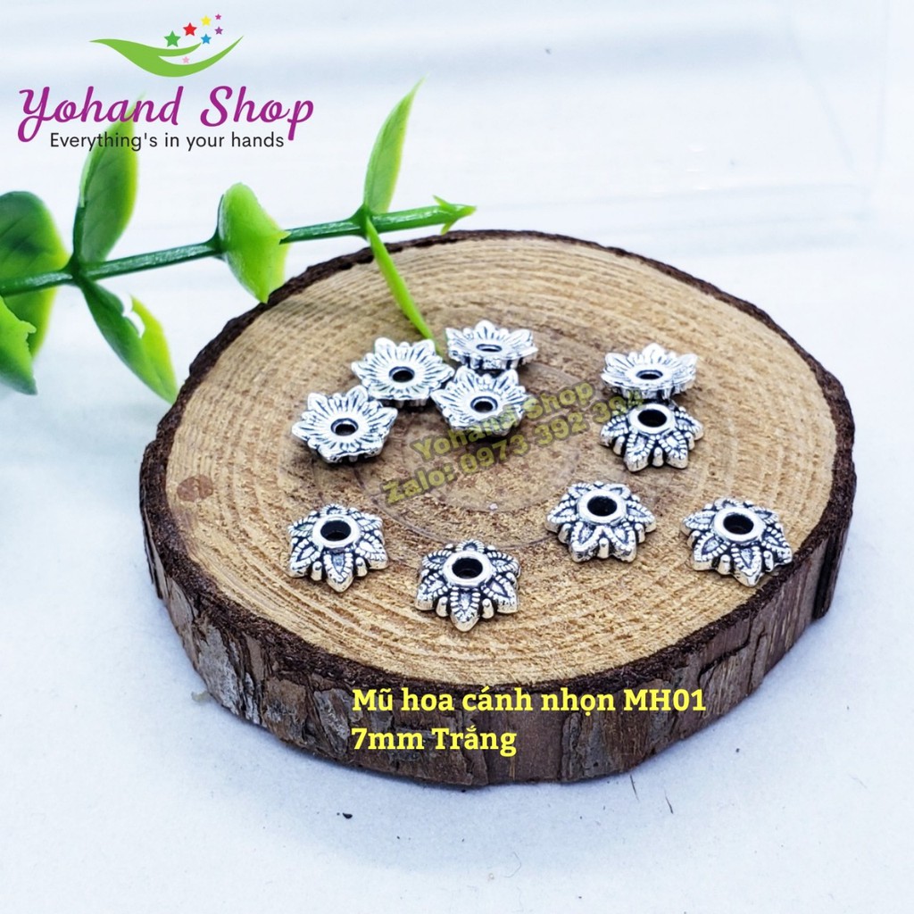 Mũ hoa úp hạt hoa 6 cánh nhọn MH01 - gói 10 cái