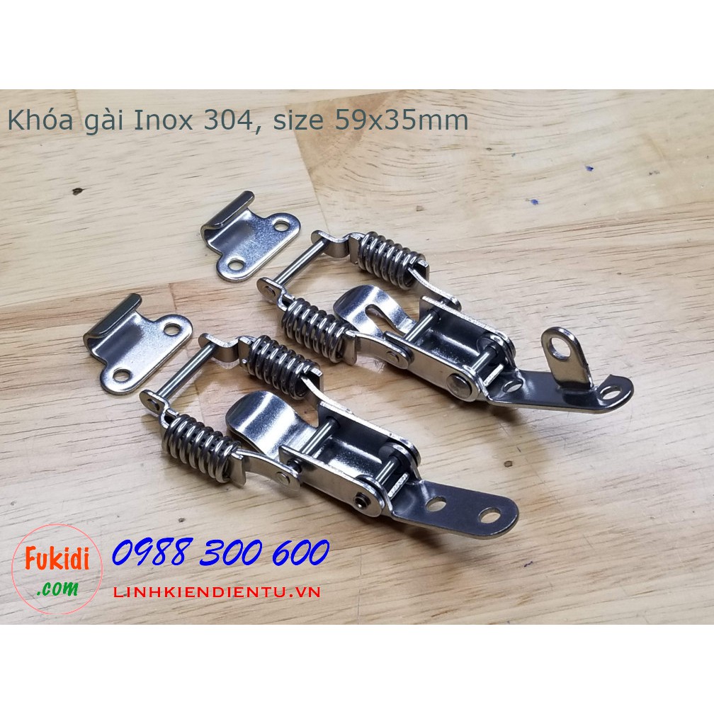 Khóa gài inox 304 có lò xo kích thước 68x35mm model KGLX68