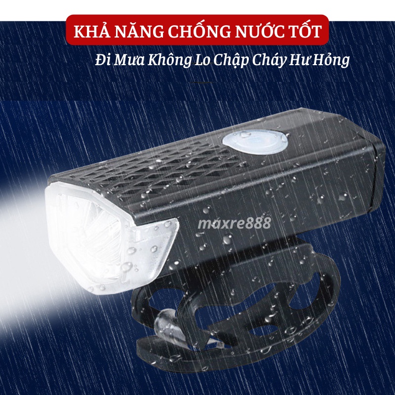 Đèn Pin Xe Đạp Thể Thao Siêu Sáng, Đèn Led Sạc USB Chống Nước Full Box