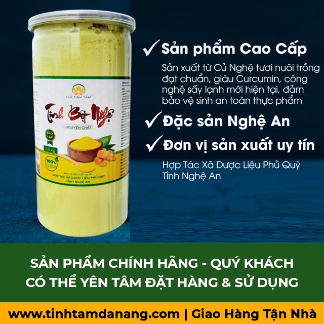 Tinh bột nghệ nano curcumin 500gr nguyên chất Phủ Quỳ Nghệ An Tịnh Tâm, đặc sản làm quà hỗ trợ giảm cân và táo bón