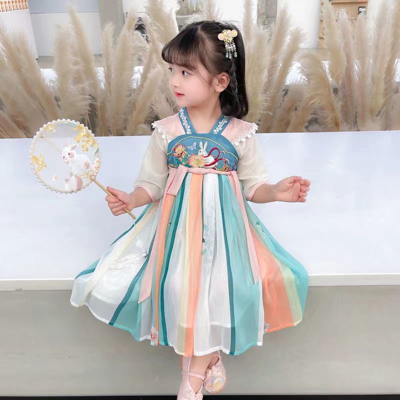 ❤️Quần Áo Trẻ Em Pippikids❤️ Đầm Công Chúa Hán Phục Chất Liệu Chiffon Phong Cách Trung Hoa Cổ Điển Cho Bé Gái