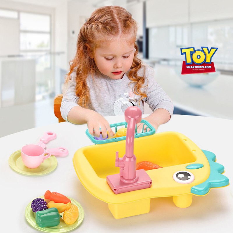 Bộ đồ chơi nhà bếp rửa rau củ quả, câu cá cho bé, đồ chơi câu cá - Beekids